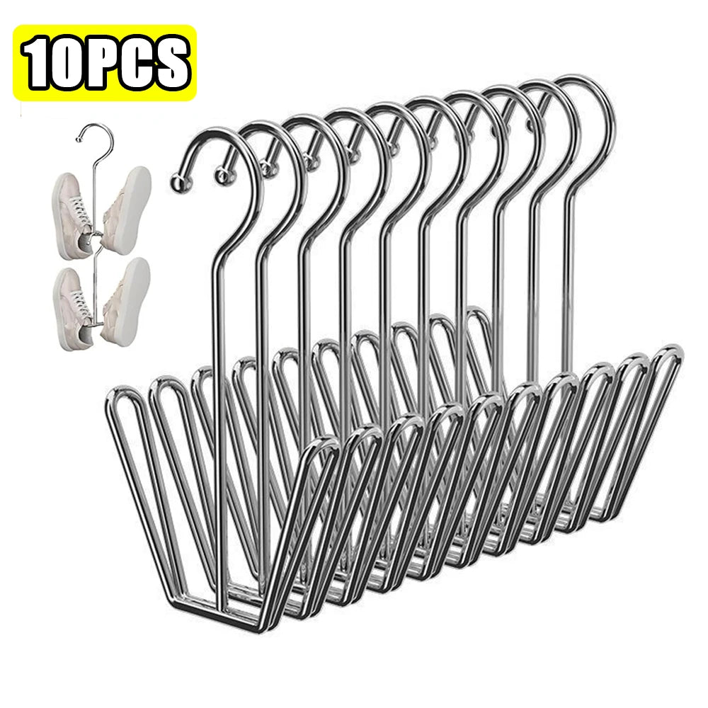 Stainless Steel Hanging Shoe Rack Double Hook – Space-Saving