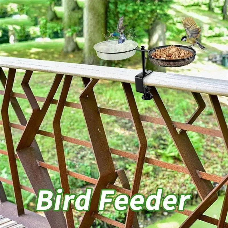 Outdoor Clamp-On Bird Bath Feeder – Detachable Water Bowl