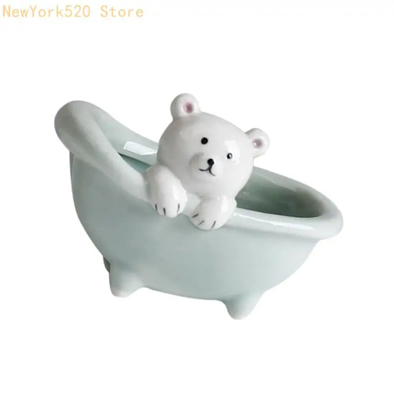 Handmade Mini Cartoon Ceramic Planter – Pig & Bear Pot Gift