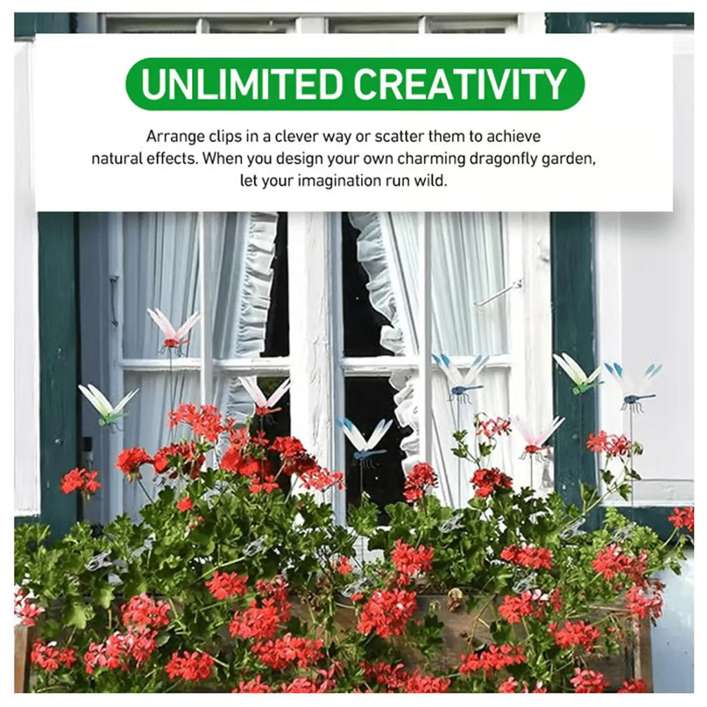 3D Colorful Dragonfly Garden Stake Clips – 8-Pack Decor