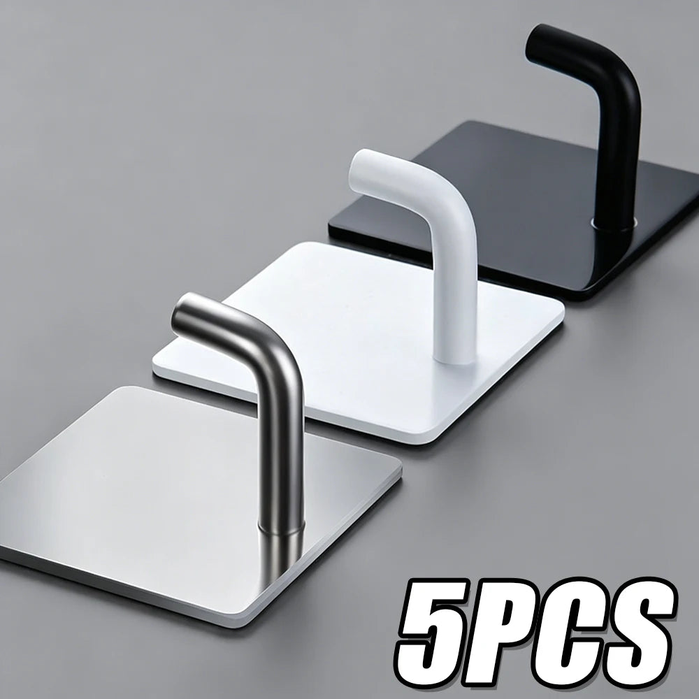 Stainless Steel Self-Adhesive Wall Hooks – Bathroom & Kitchen