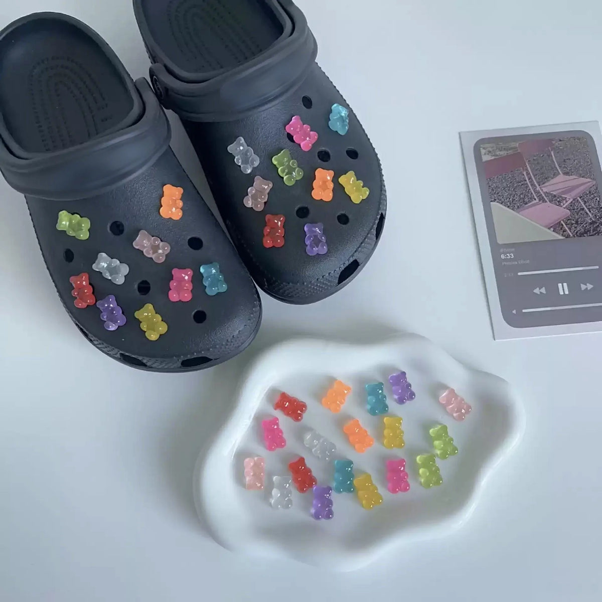 Teddy Bear Shoe Charms 10/20 PCS – 10 Colors Snap-On Clips