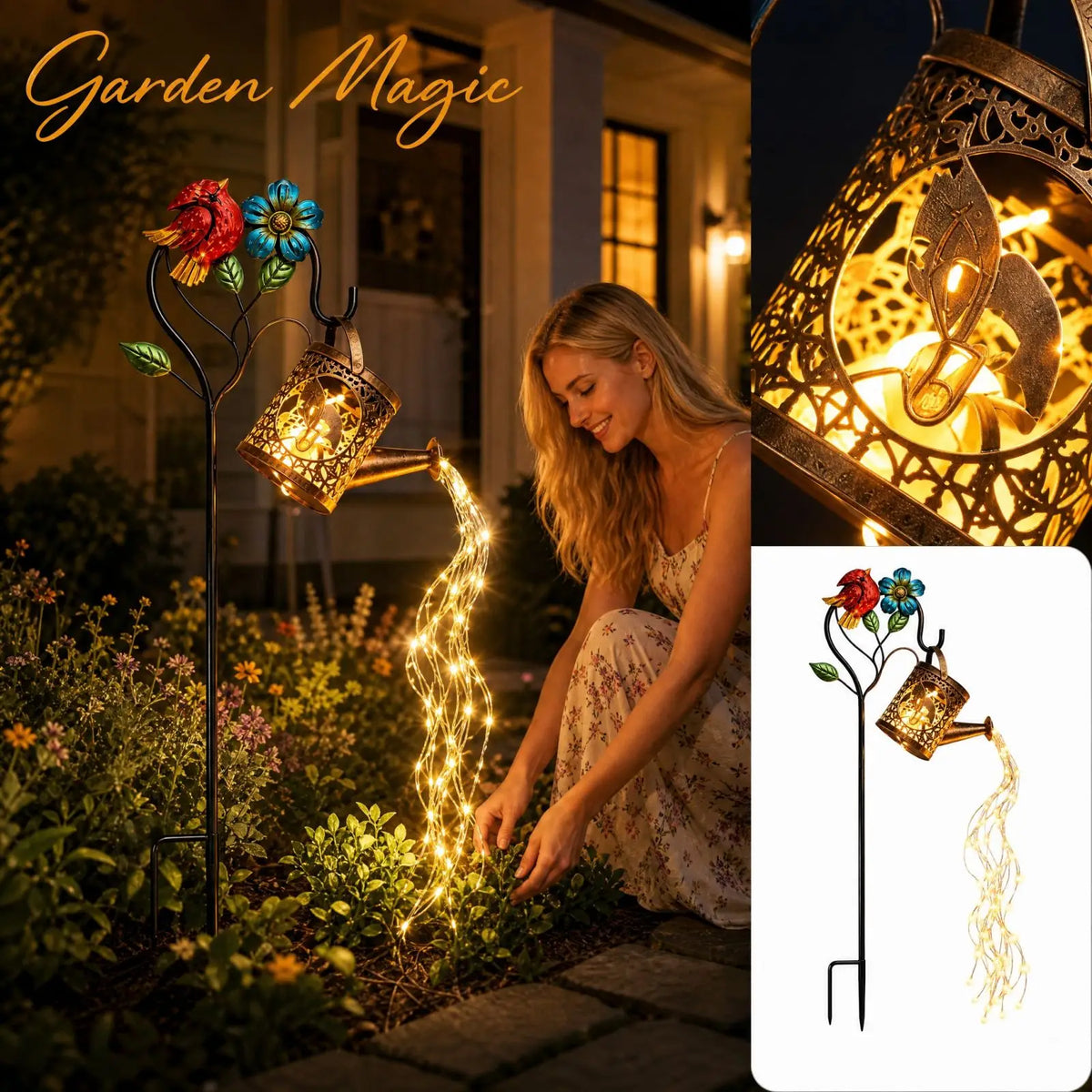 Solar Watering Can Garden Stake Light – LED Outdoor Decor