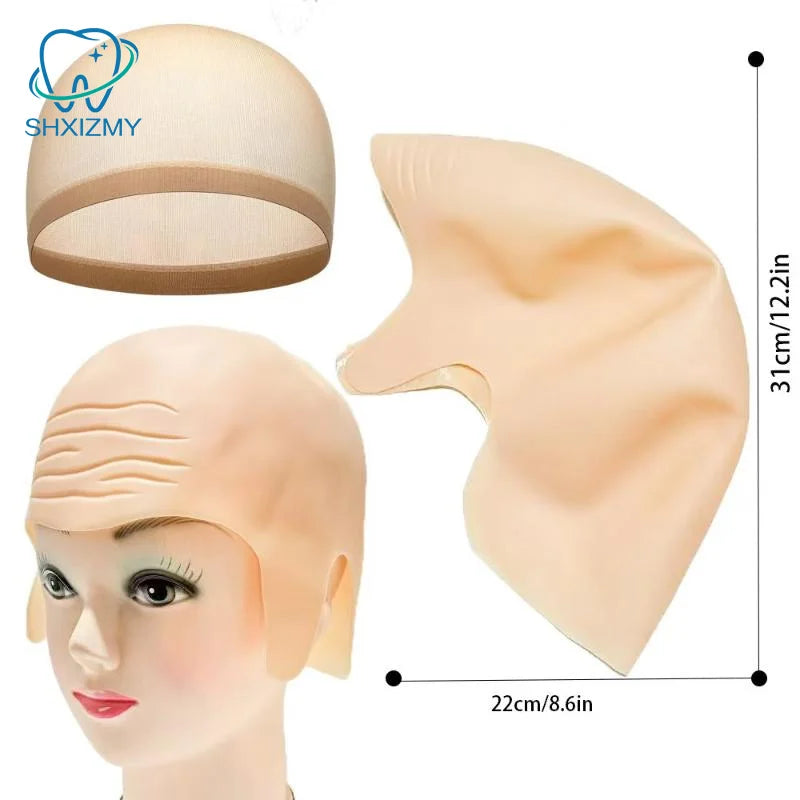 Realistic Latex Bald Cap – Halloween Cosplay Skull Wig Set
