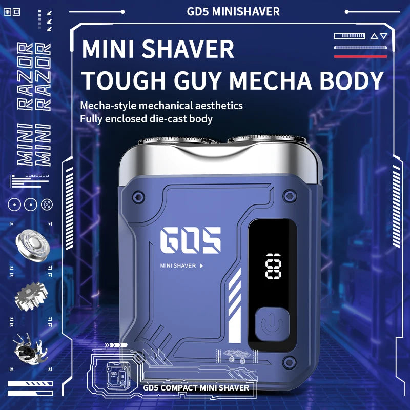 XMSJ Mini Rotary Electric Shaver Dual Ring Floating Blade Men