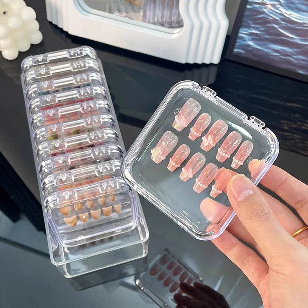 Transparent Acrylic Nail Tips Storage Box Set | Nail Organizer