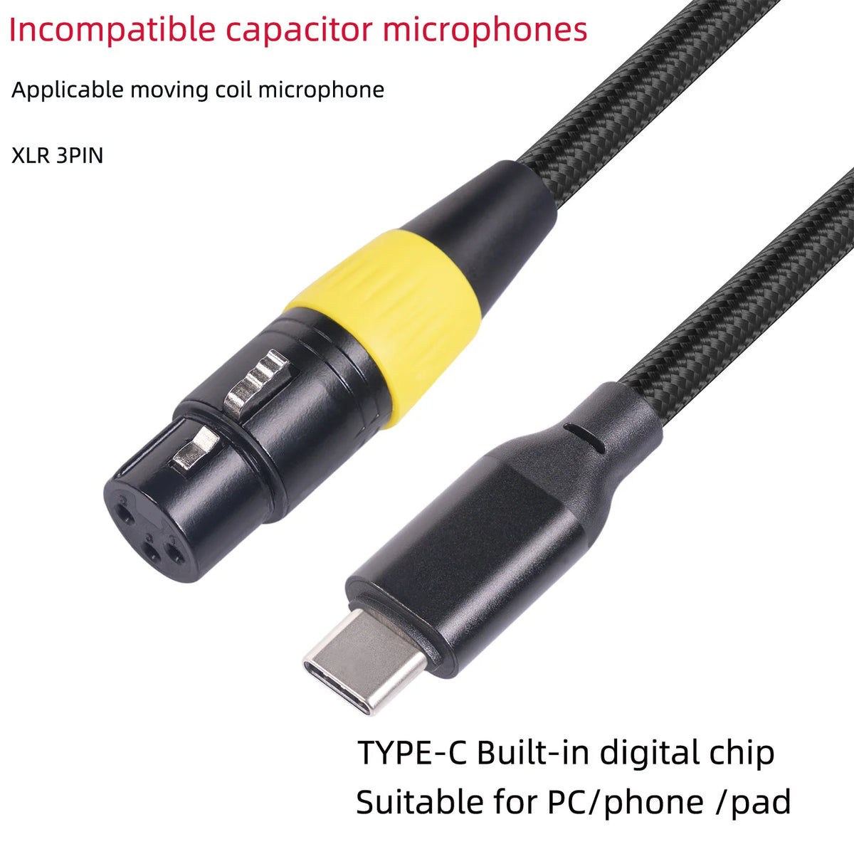USB-C to XLR Female Microphone Cable 2M/3M | Type-C Audio