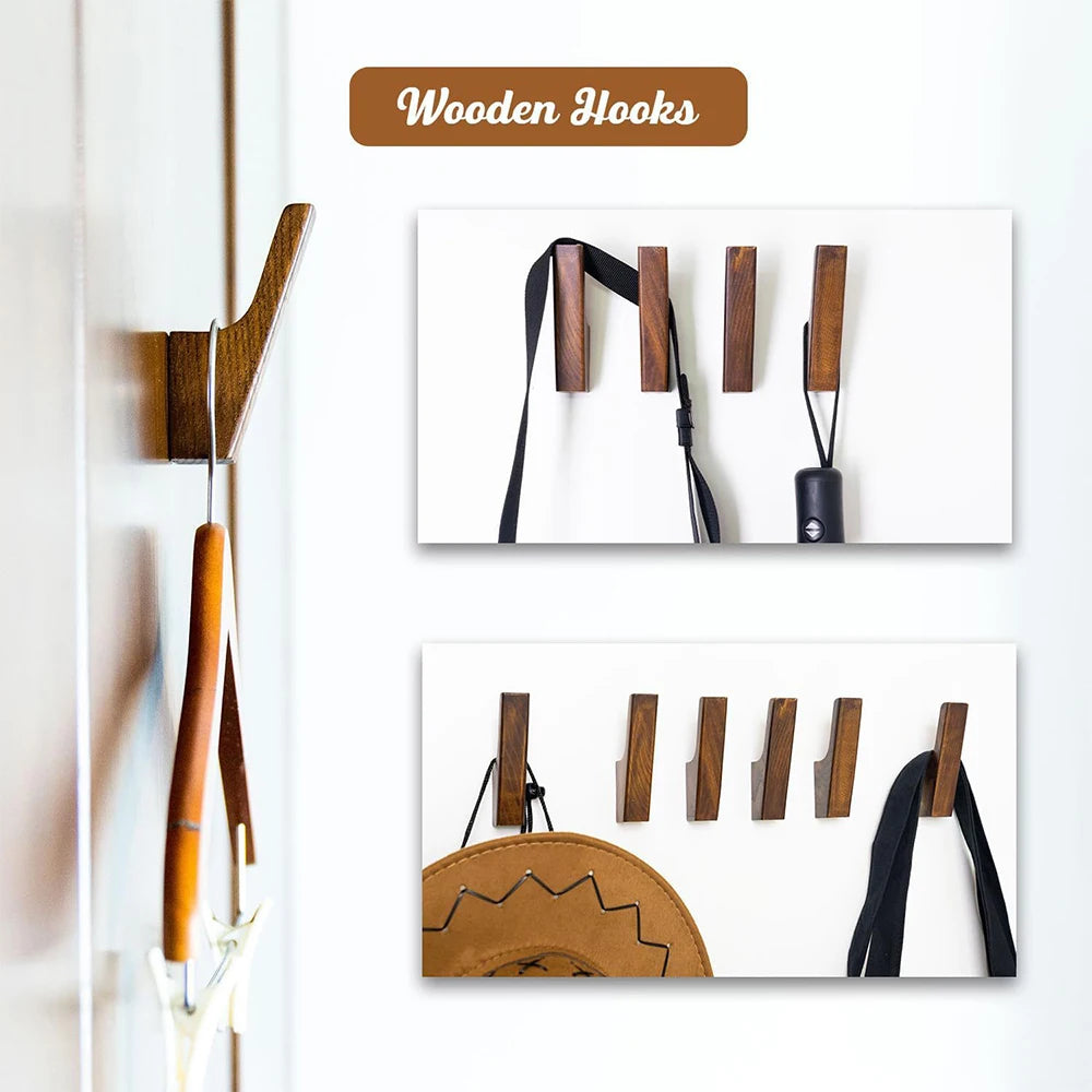 L-Shape Wood Wall Hook – Coat Hat Key Entryway Hanger