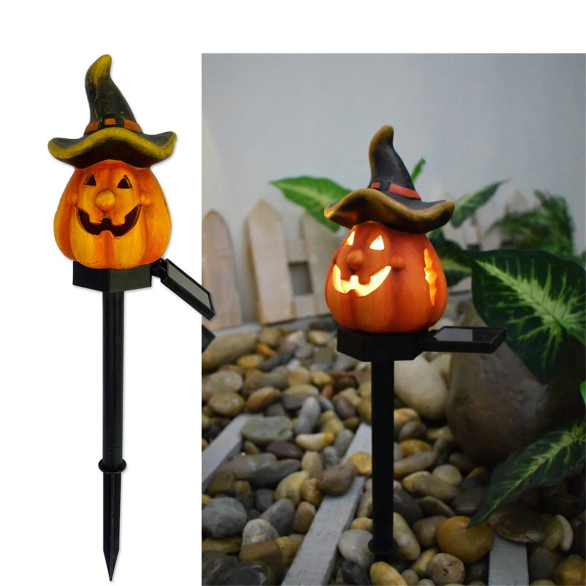 Solar Halloween Pumpkin Stake Lights – Waterproof Garden Décor