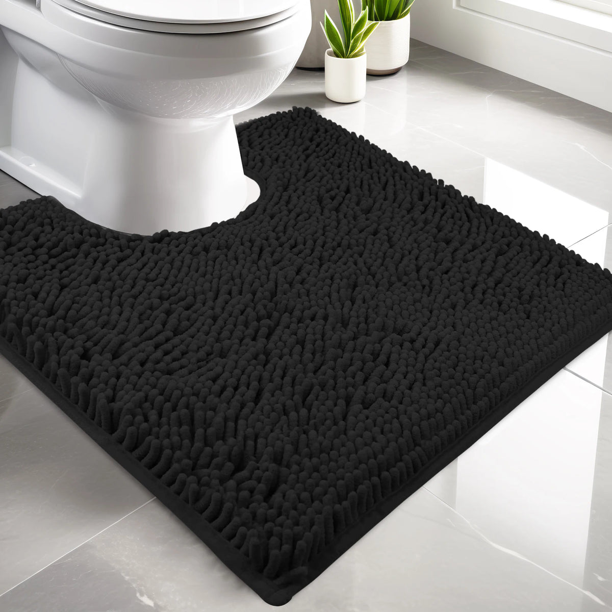 U-Shape Toilet Mat Non-Slip Shaggy Microfiber Bath Rug