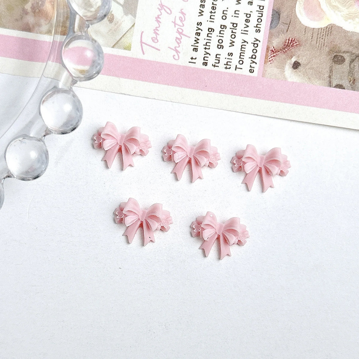 20pcs 3D Bowtie Nail Charms Pearl Bow Rhinestone Nail Art