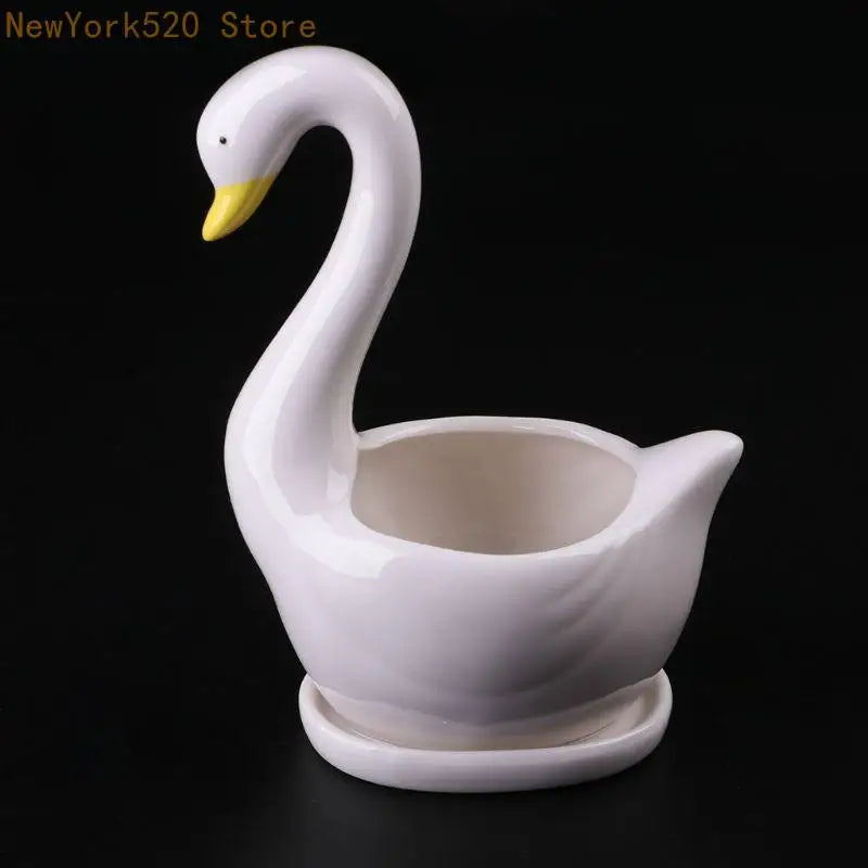 White Ceramic Flower Pot Planter – Desktop Home Decor