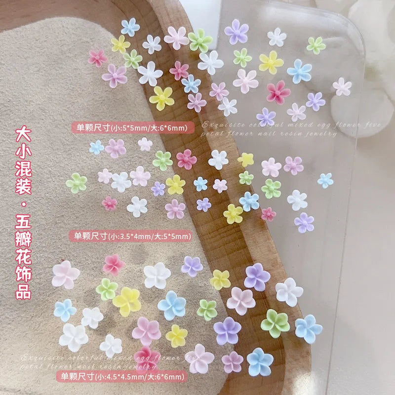 50PCS Resin Flower Nail Charms – Frangipani Lily Camellia Art