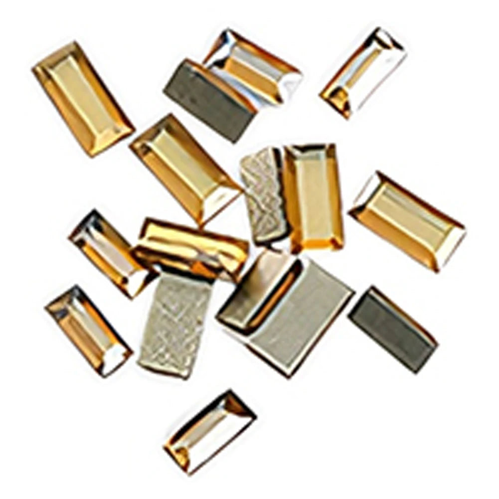 100pcs Champagne Gold Nail Rhinestones – Irregular Crystal Gems Set
