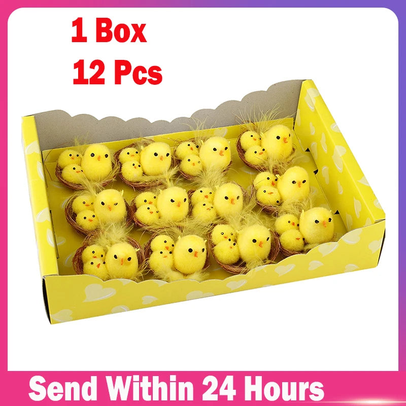 12-Pack Mini Easter Chick Decorations – Cute Spring Gift Box