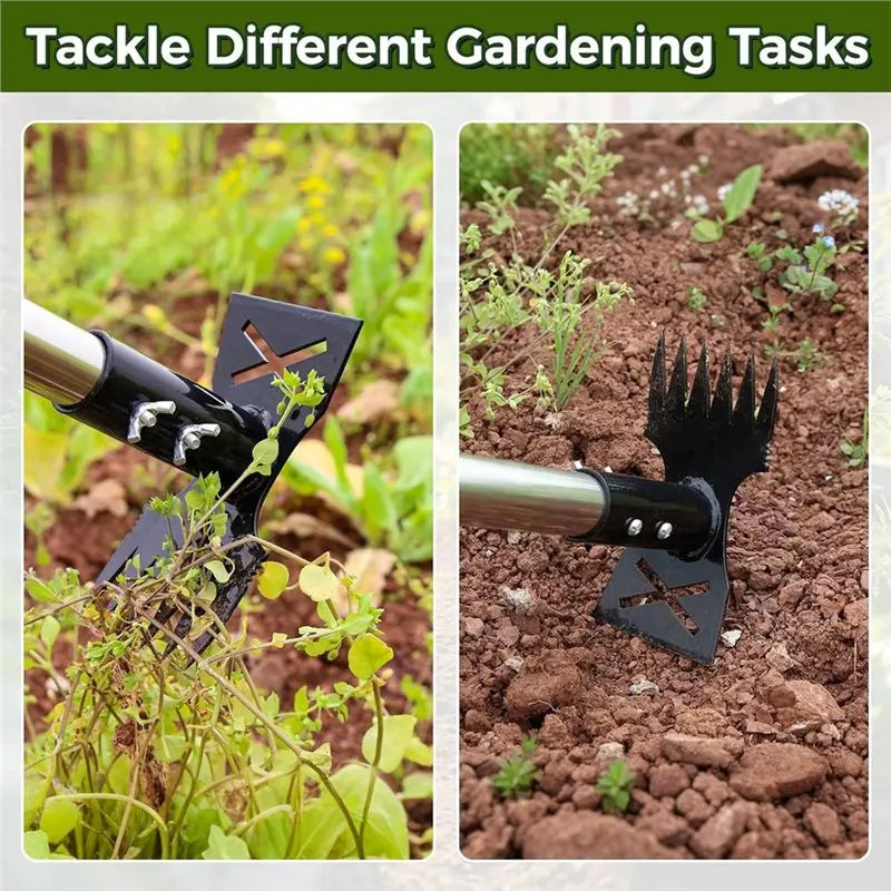 Stand-Up Dual Head Weeder & Hoe Tool Set with Gloves | VIBE