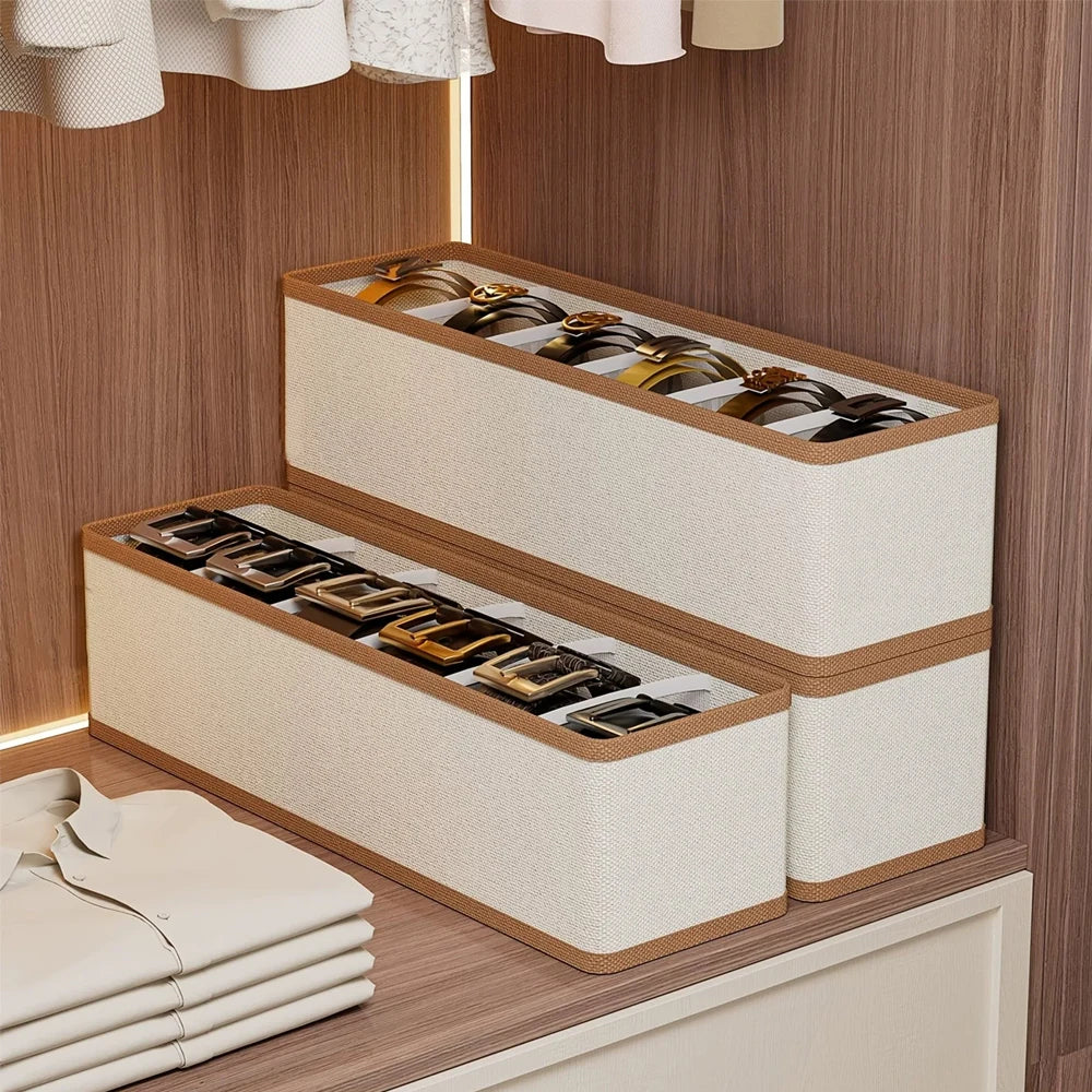 KindFuny 6-Compartment Belt & Tie Drawer Organizer Box
