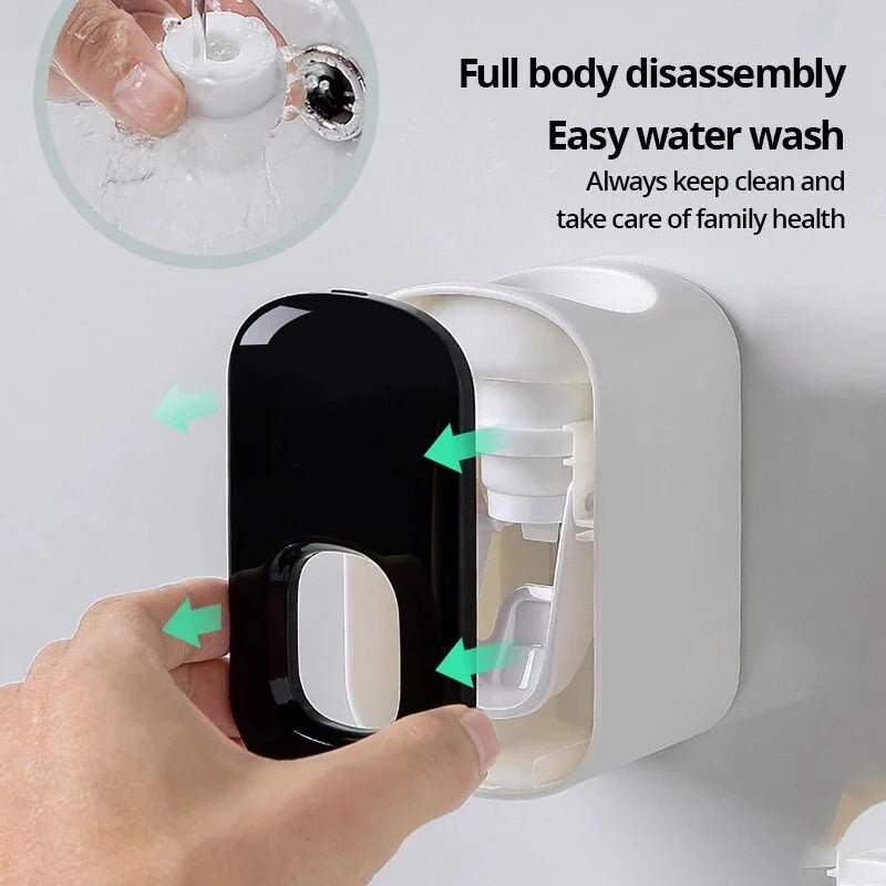 Automatic Toothpaste Dispenser Wall Mount & Toothbrush Holder