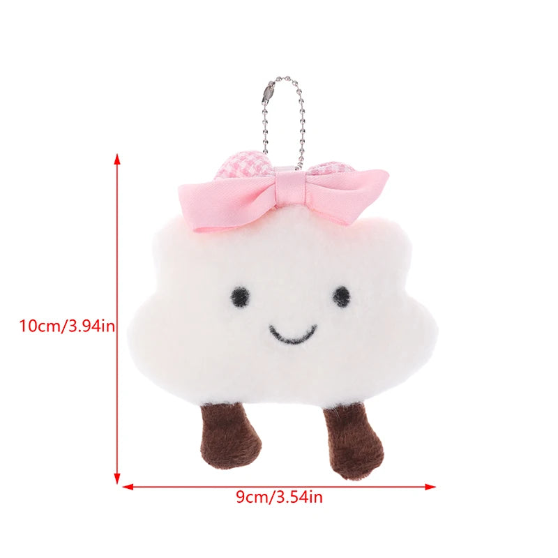 Kawaii Cloud Plush Keychain Cute Bow Stuffed Doll Keyring