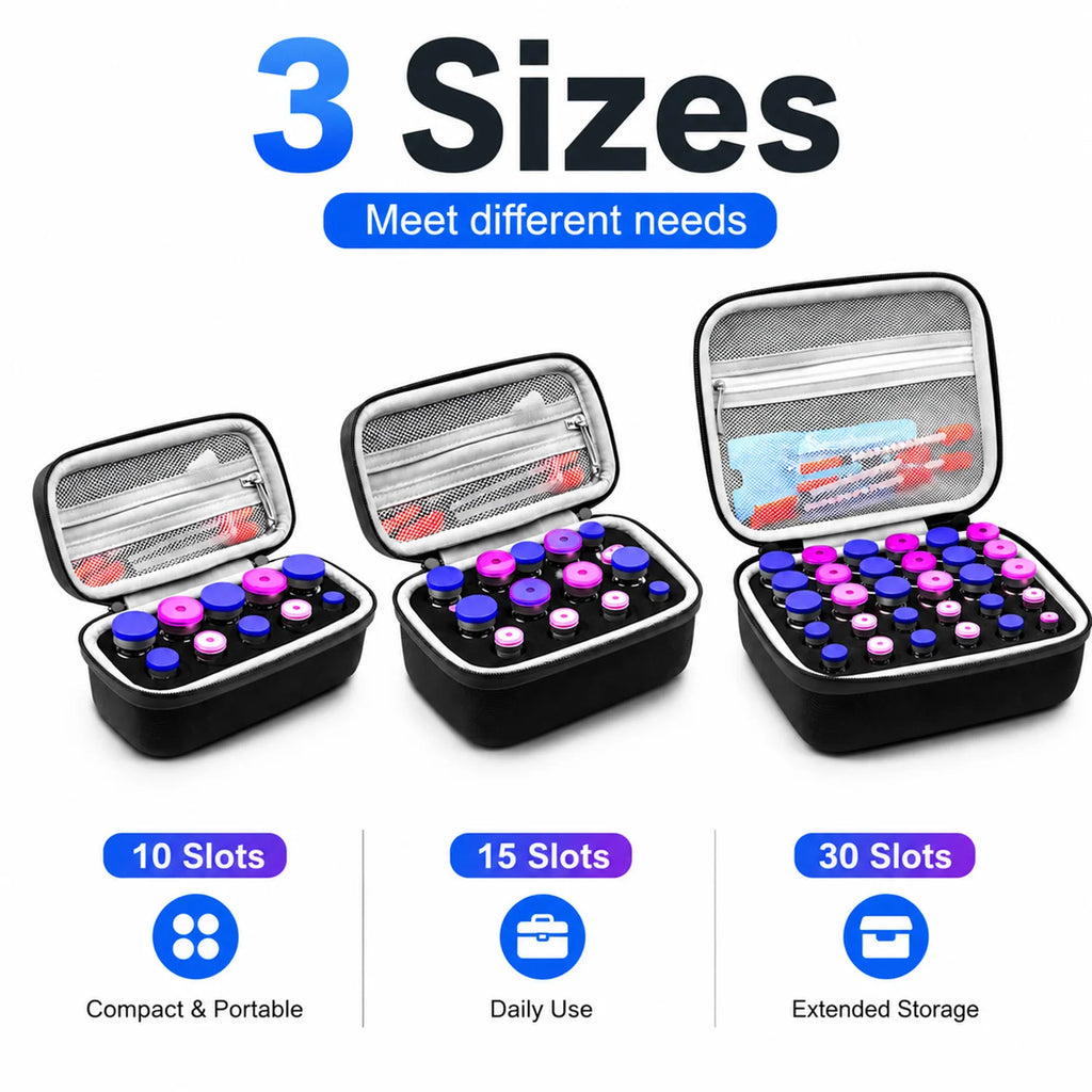 Portable Vial Carrying Case with Foam Insert – 10/15/30 Slots