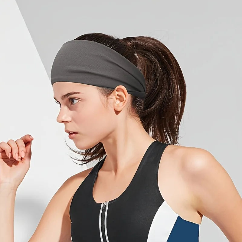 Wide Elastic Sports Headband for Running, Yoga & Fitness