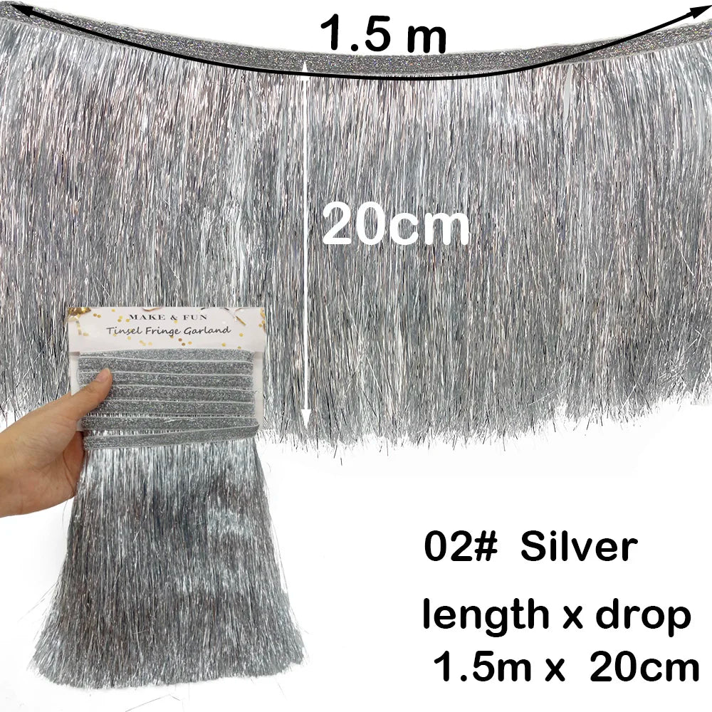 1.5m Metallic Foil Fringe Tassel Banner – Party Wall Decoration