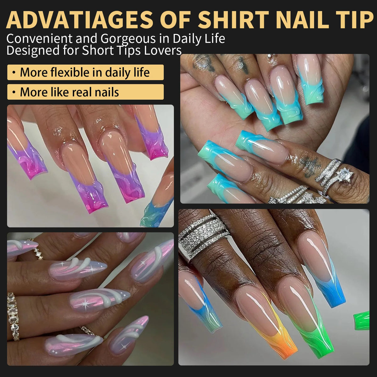 120pcs Clear Soft Gel Nail Tips – 14 Arch Styles Full Cover
