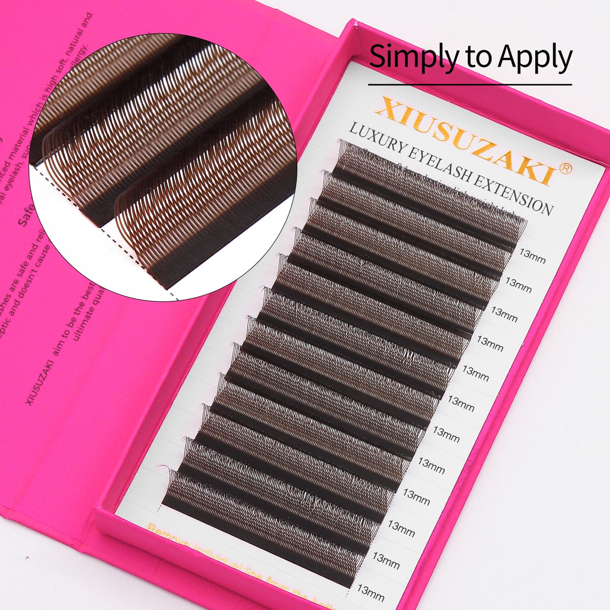 XIUSUZAKI Brown U-Shaped 3D 4D 5D Mink Volume Fan Lash Extensions