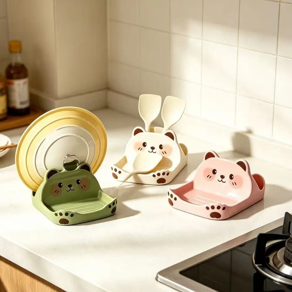 Bear Shape Pot Lid & Spatula Holder – ABS Countertop Rack