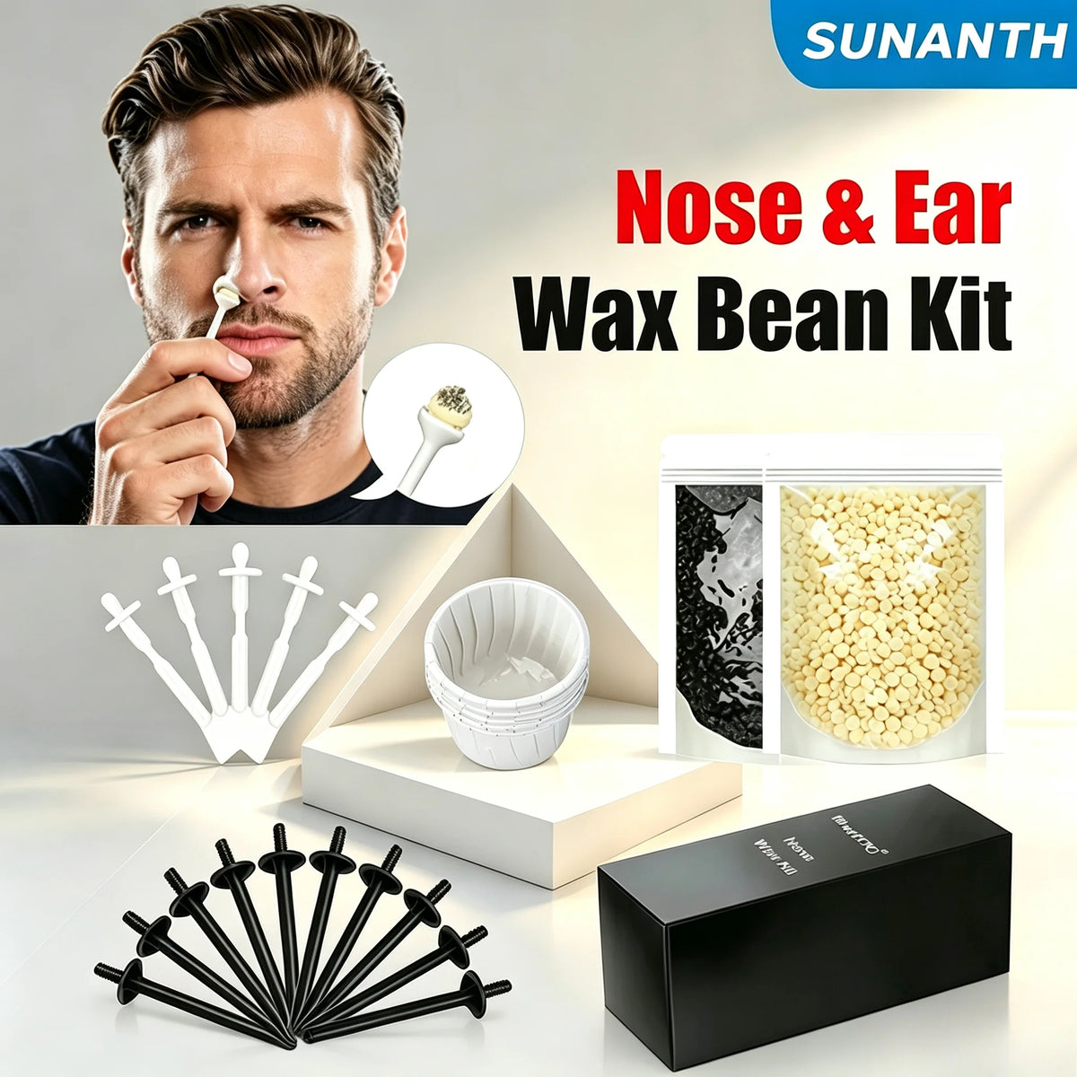 Nose & Ear Hair Removal Wax Bean Kit – Paper-Free Unisex