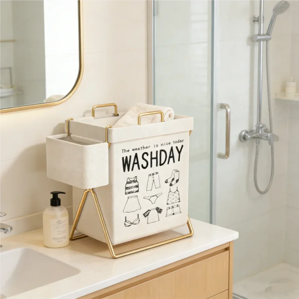 VIBE Foldable Large Laundry Basket with Handles | Space-Saving