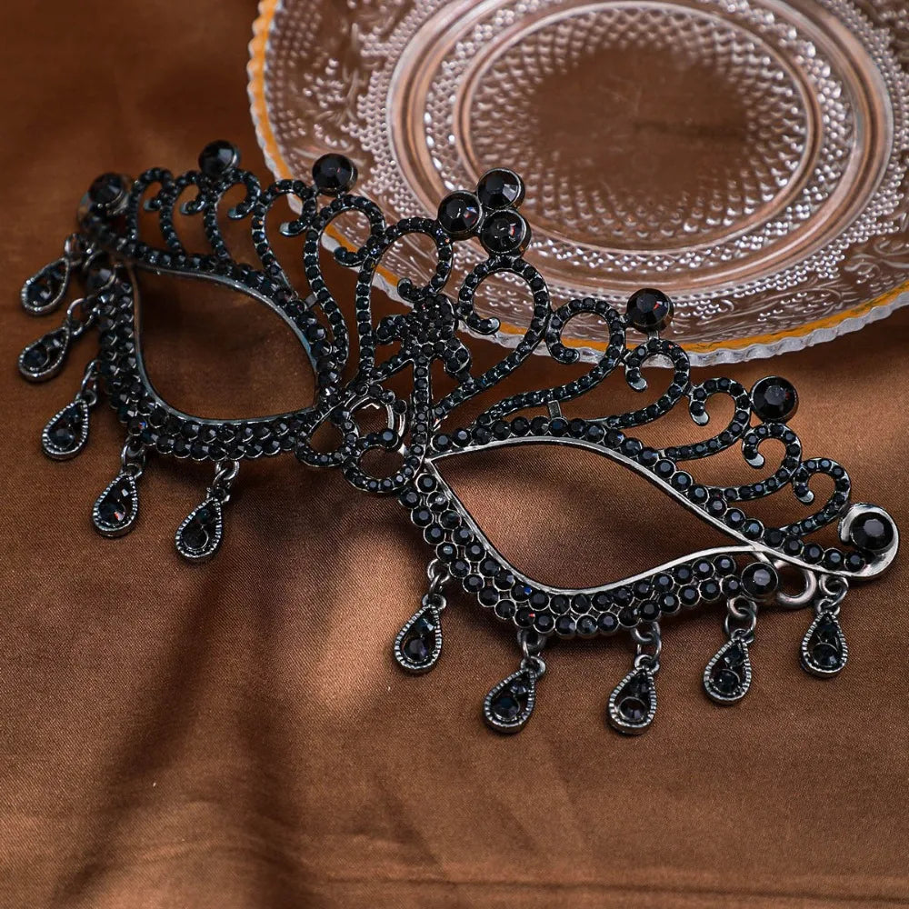 Luxury Rhinestone Masquerade Half Face Mask for Women