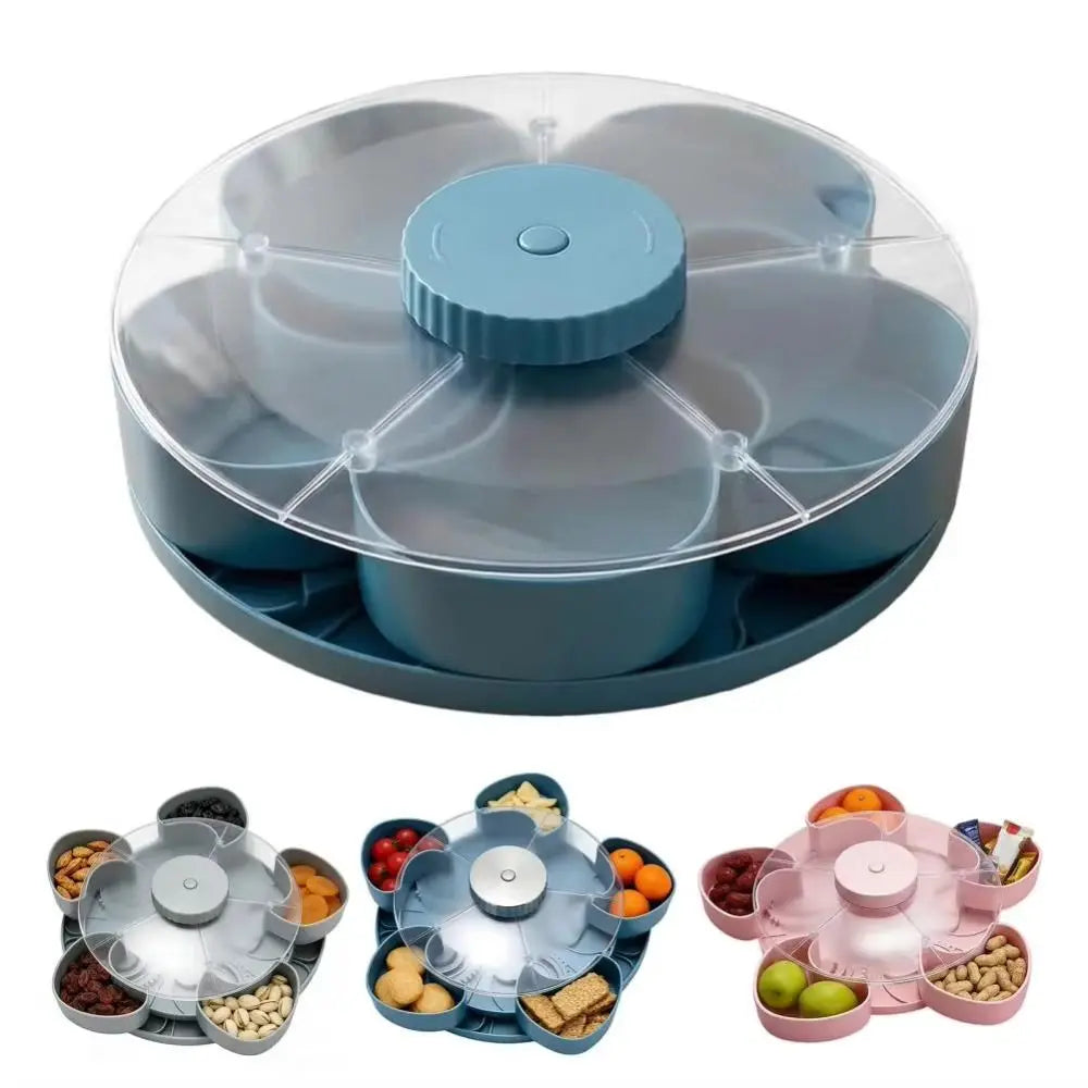 Rotating Snack Tray with Lid – 5-Compartment Lazy Susan