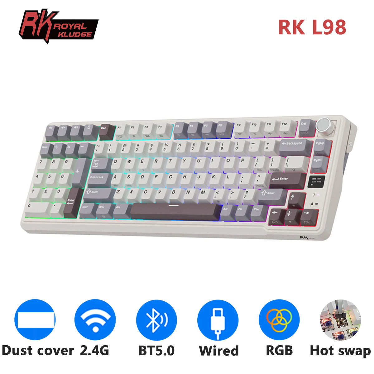 RK L98 Left-Handed Mechanical Keyboard – Wireless 95% RGB