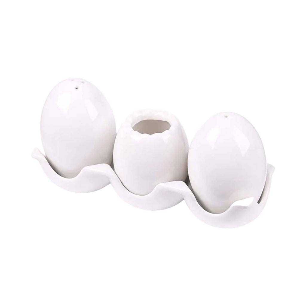 Egg-Shaped Ceramic Spice Bottle Set with Tray & Toothpick Box