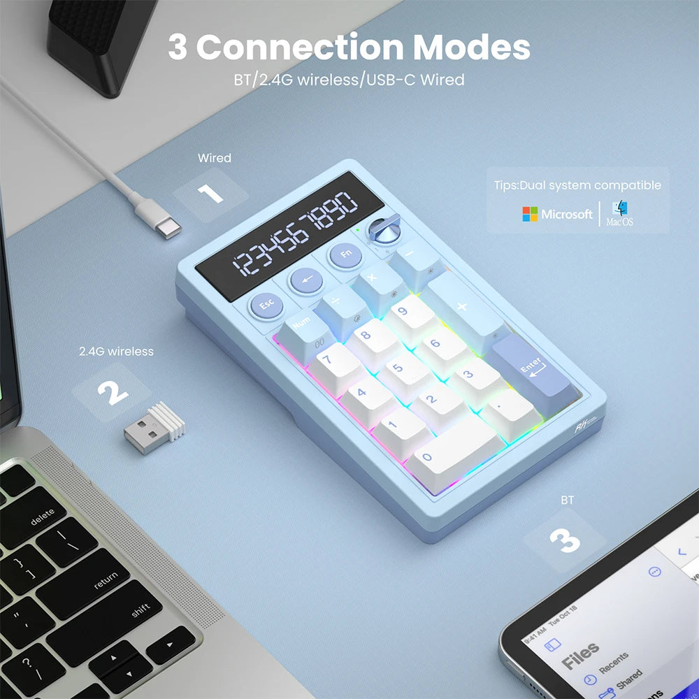 RK M20 Wireless Numpad Calculator – RGB Hot-Swap 17 Keys