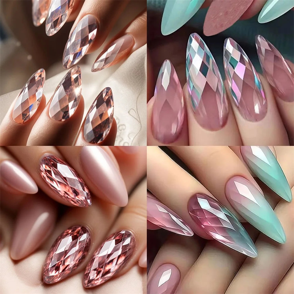 3D Diamond Press-On Nails – 120pc Full Cover Sculpted Nail Tips