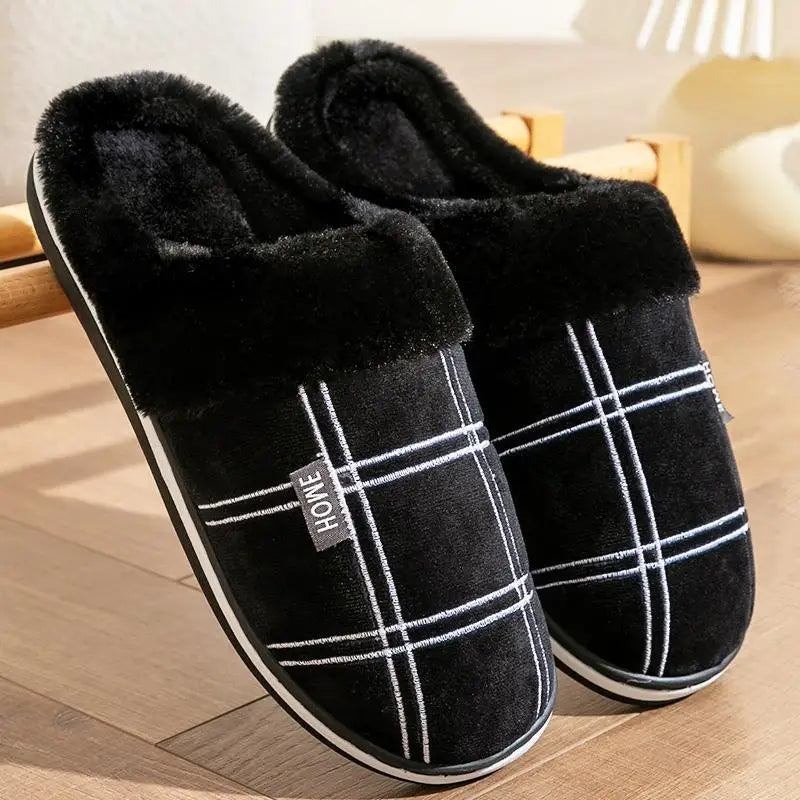 VIBE Men's Wide Width Plush Memory Foam Slippers – Non-Slip