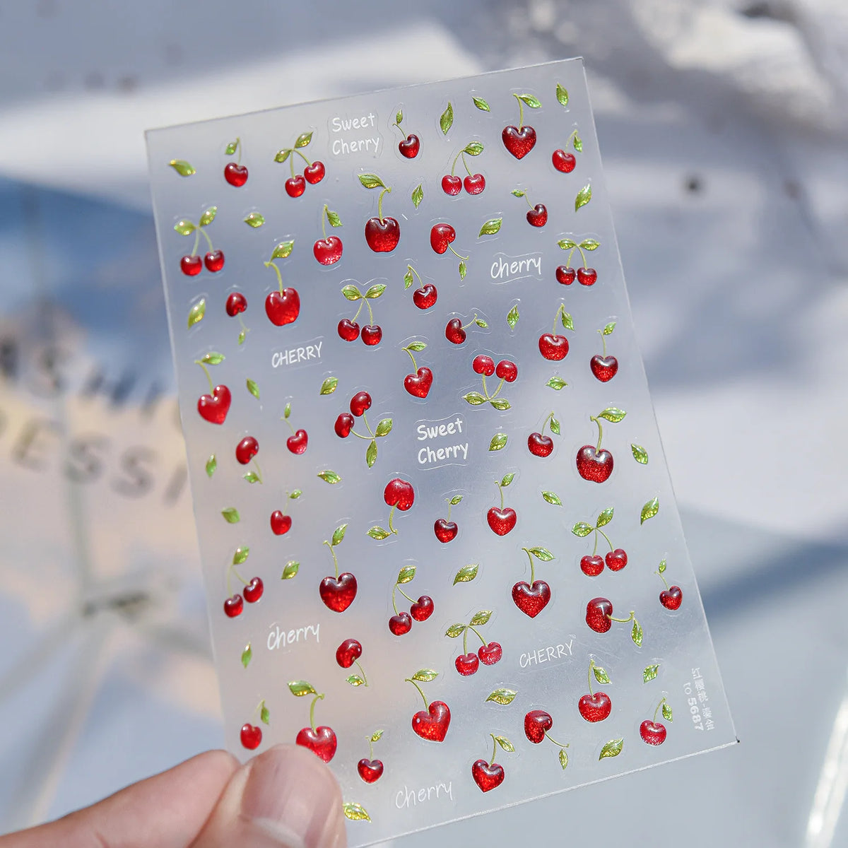 5D Jelly Red Apple Nail Art Stickers – Kawaii Fruit Decals
