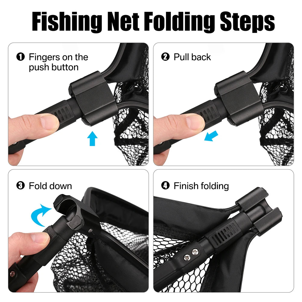 Floating Fishing Landing Net – Rubber Coated Telescoping Handle