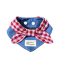 Soft Dog Bandana Red Plaid Bow Tie Triangle Bib XS–L