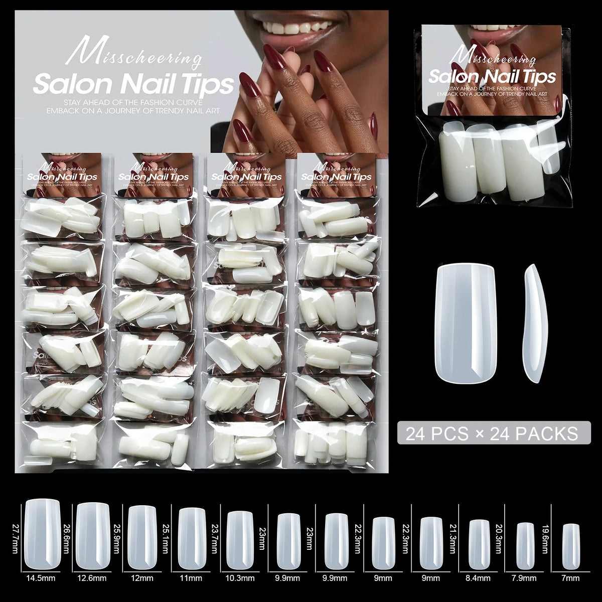 24-Pack Acrylic Press-On Fake Nails – Natural DIY Manicure Kit