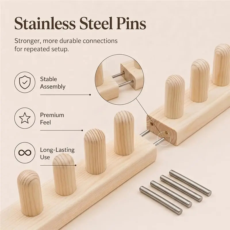 Wood Hand Knitting Loom for Chunky Yarn – Beginner Starter Set