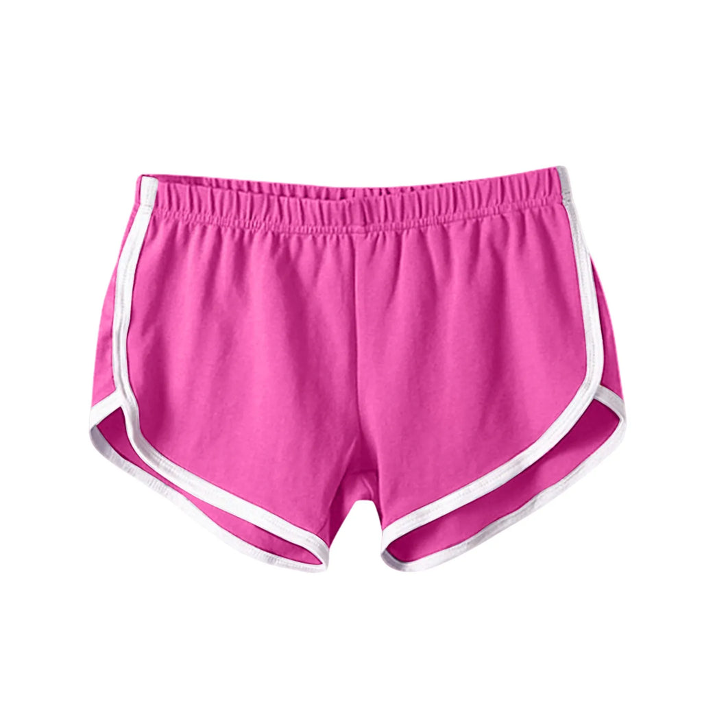 Women's Candy Color Sports Shorts – Elastic Waist Summer Casual