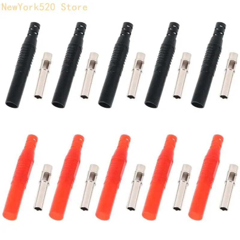 10-Pack 4mm Insulated Banana Female Solder Connectors Black & Red