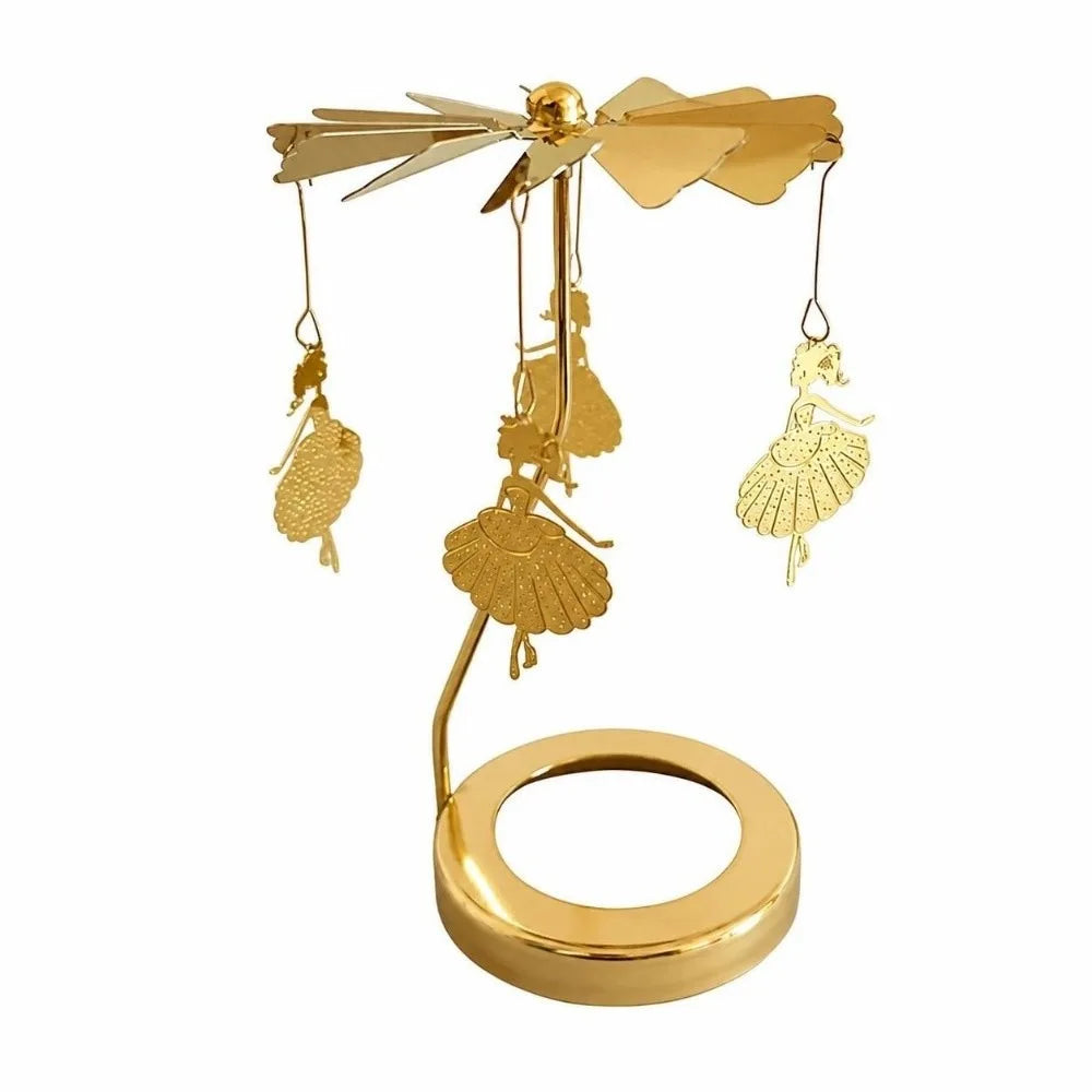 Gold Metal Rotating Candle Holder Carousel Spinner Topper