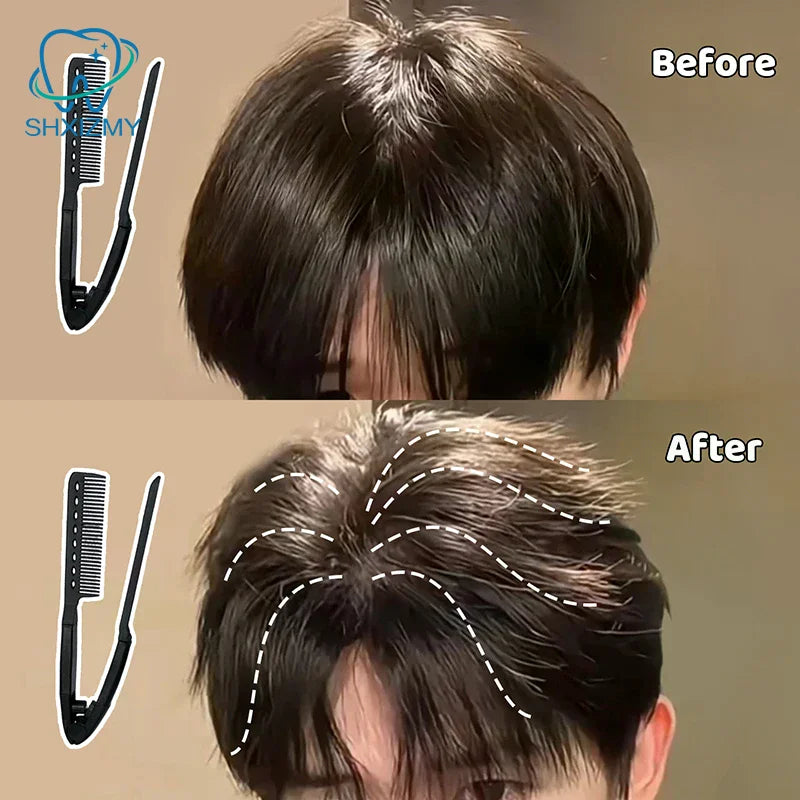 V-Type Hair Straightener Brush – Styling Comb for Men & Women