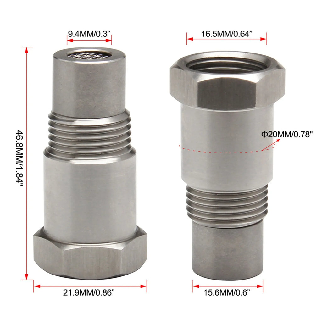 O2 Sensor Spacer Adapter M18x1 Hex Connector & Mesh Filter
