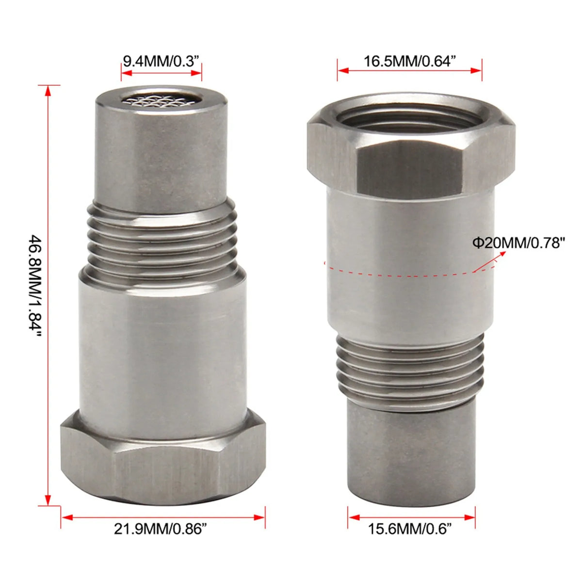 O2 Sensor Spacer Adapter M18x1 Hex Connector & Mesh Filter