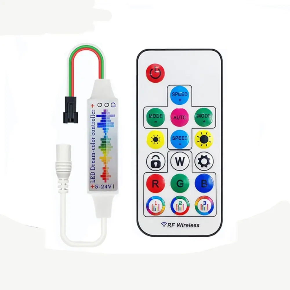 Addressable Music LED Controller 17-Key RF Remote WS2812B RGB